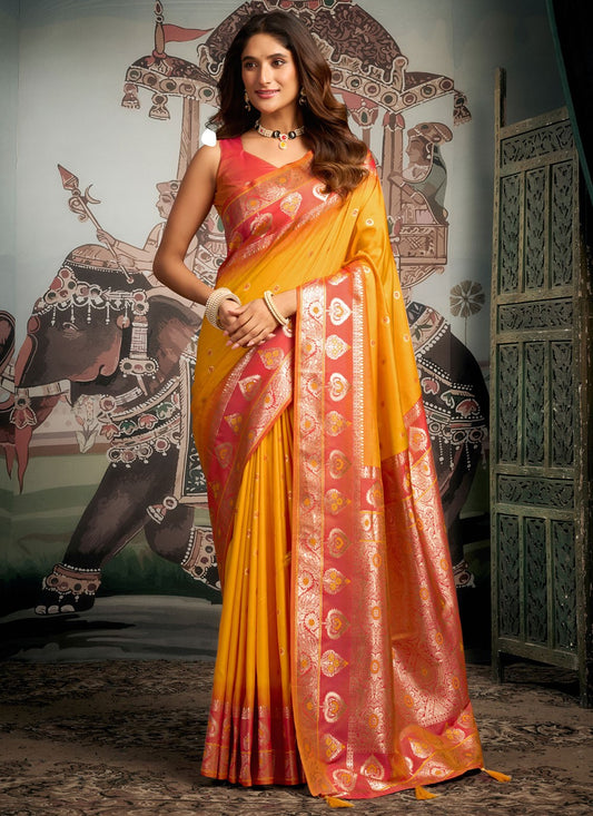Mustard Silk Traditional Saree Woven S19856