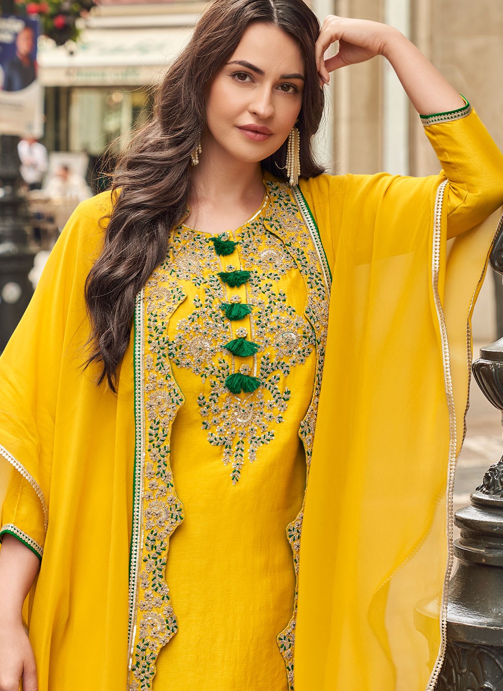 Embroidered Silk Sharara - T4831