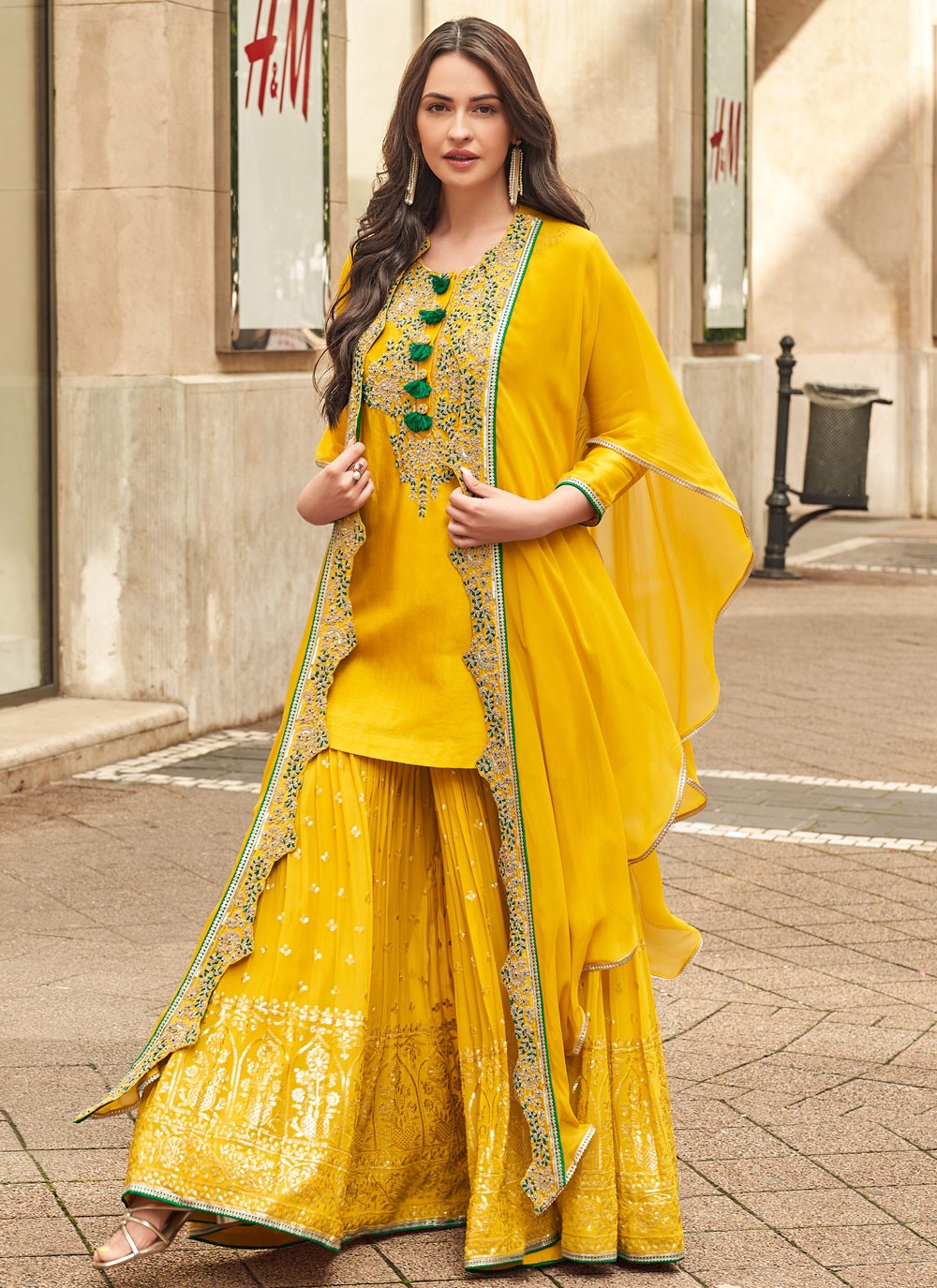 Embroidered Silk Sharara - T4831