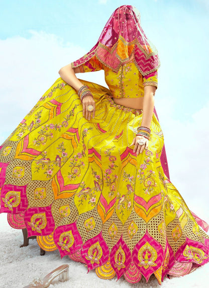 Silk Engagement, Reception, Wedding A - Line Lehenga L3564