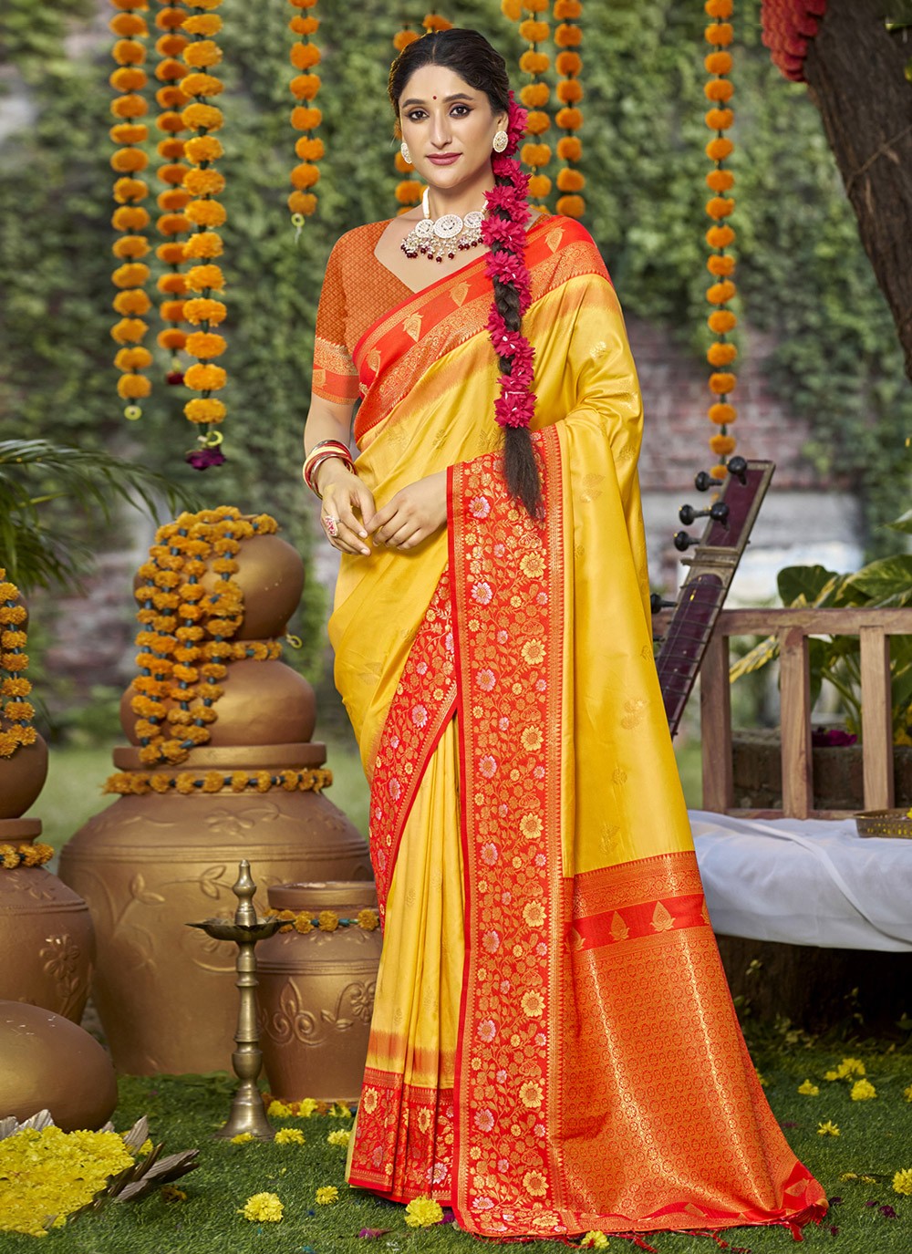Classic Weaving Zari Silk Firozi Saree - S11479