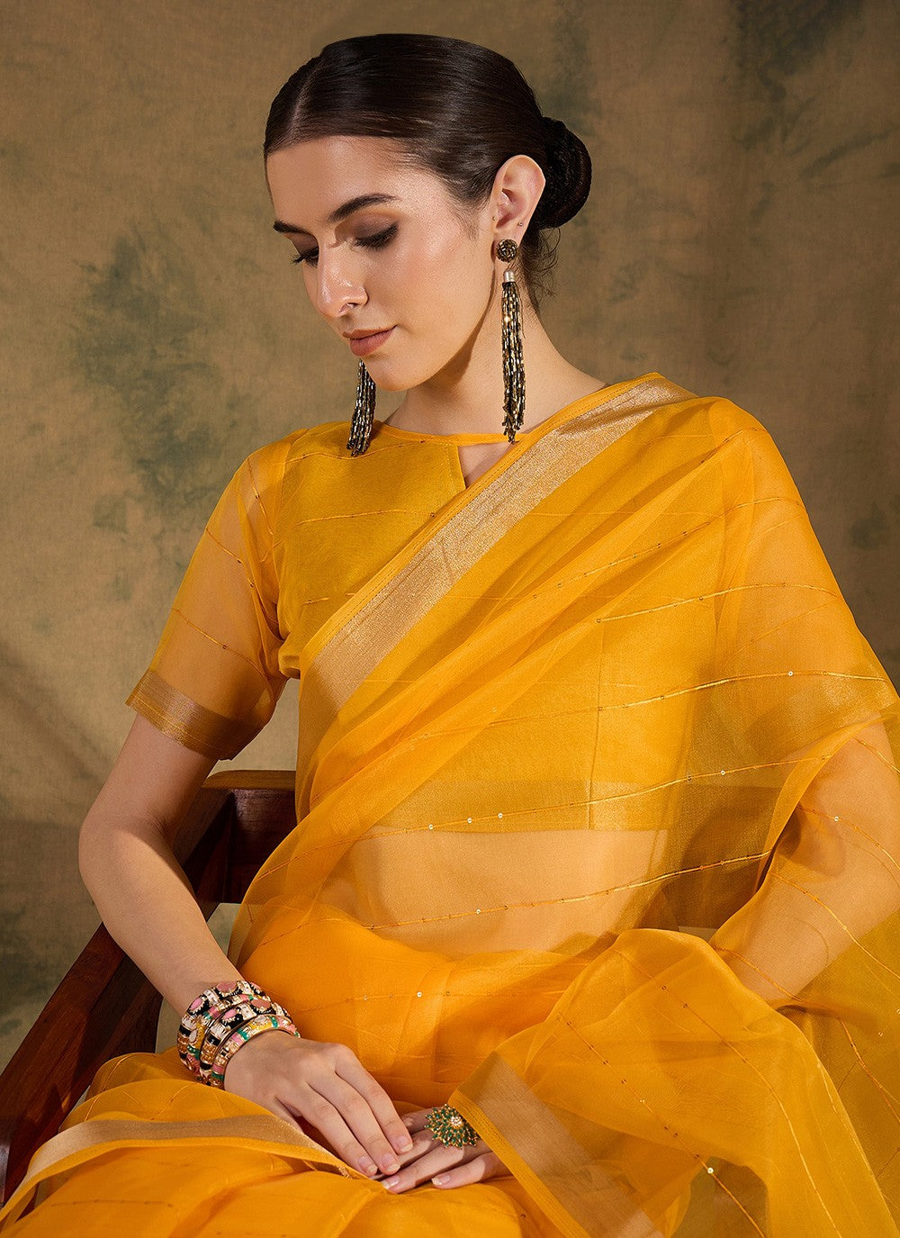 Casual Sequins Organza, Silk Saree - S6993