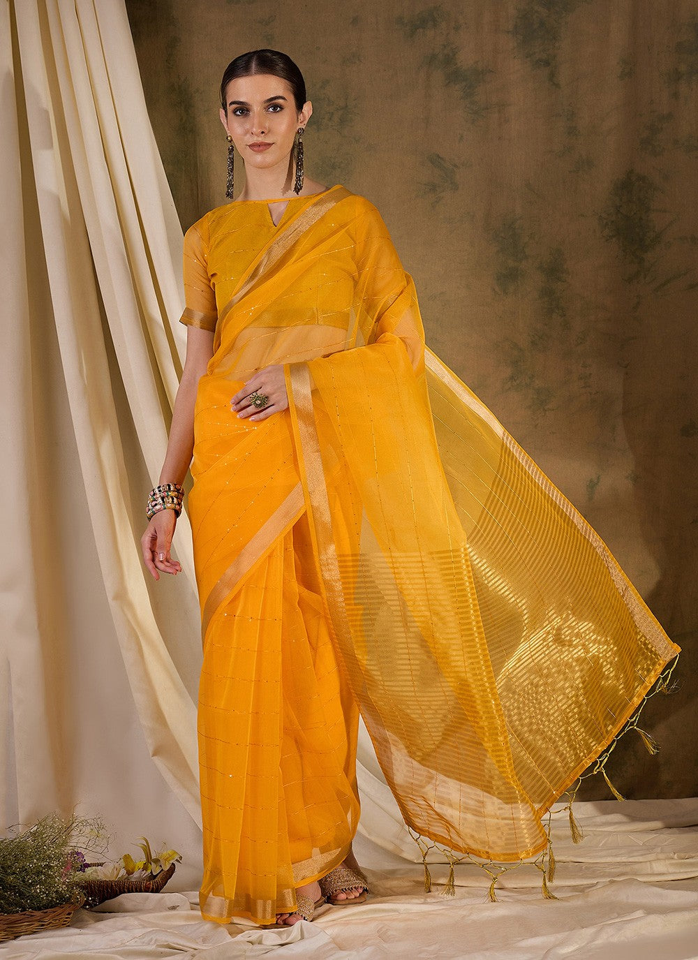 Casual Sequins Organza, Silk Saree - S6993