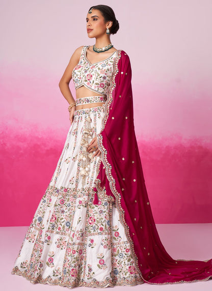 Embroidered Satin A - Line Lehenga - L2073