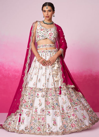 Embroidered Satin A - Line Lehenga - L2073