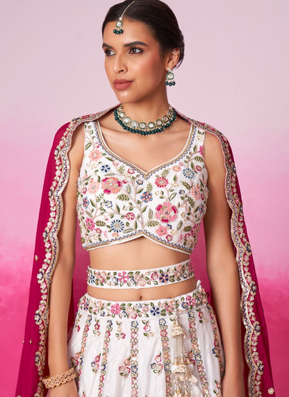 Embroidered Satin A - Line Lehenga - L2073