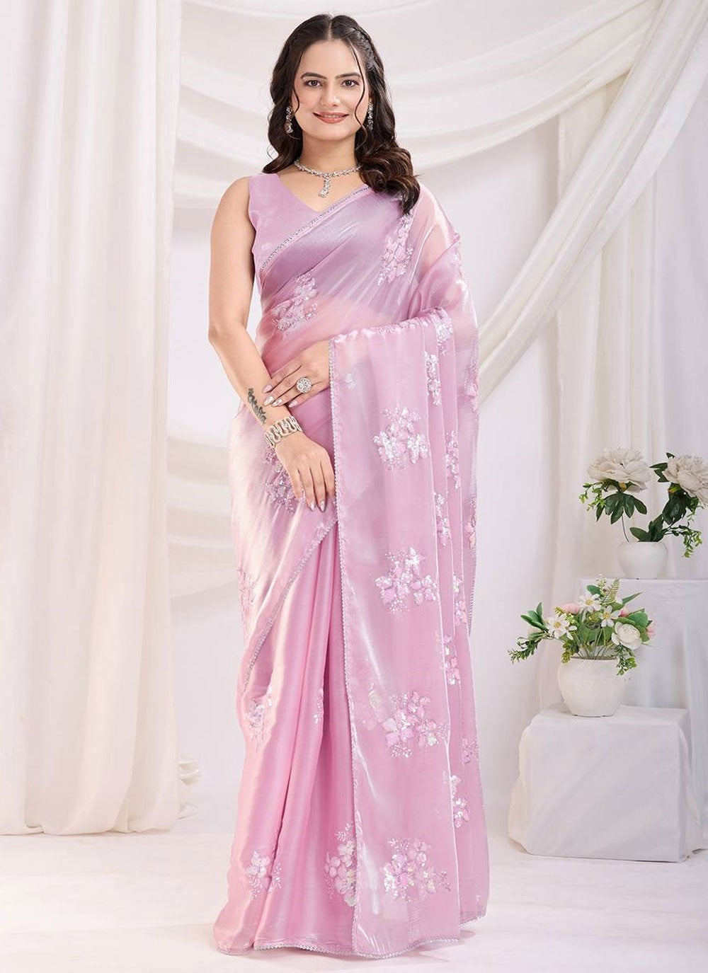 Traditional Embroidered Pink Jimmy Chu S12973