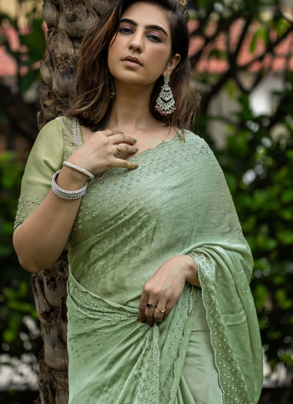 Classic Cord Satin Saree - S7996
