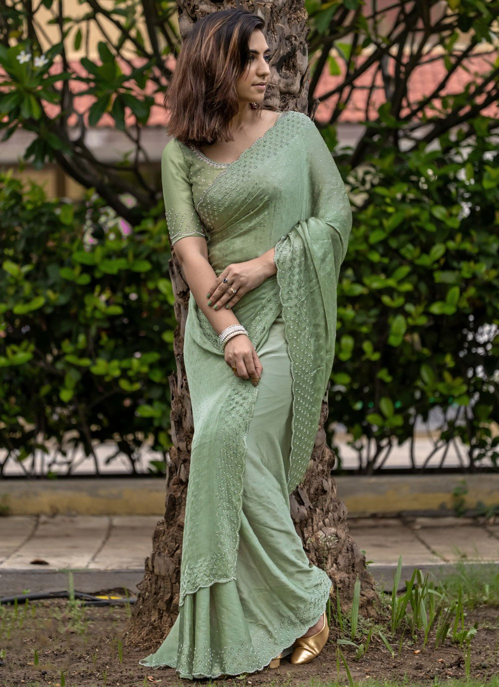 Classic Cord Satin Saree - S7996