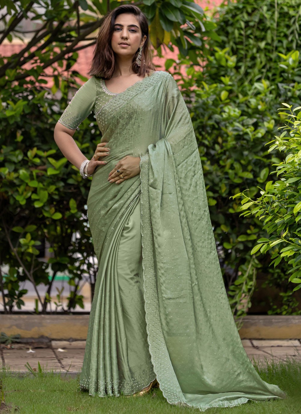 Classic Cord Satin Saree - S7996