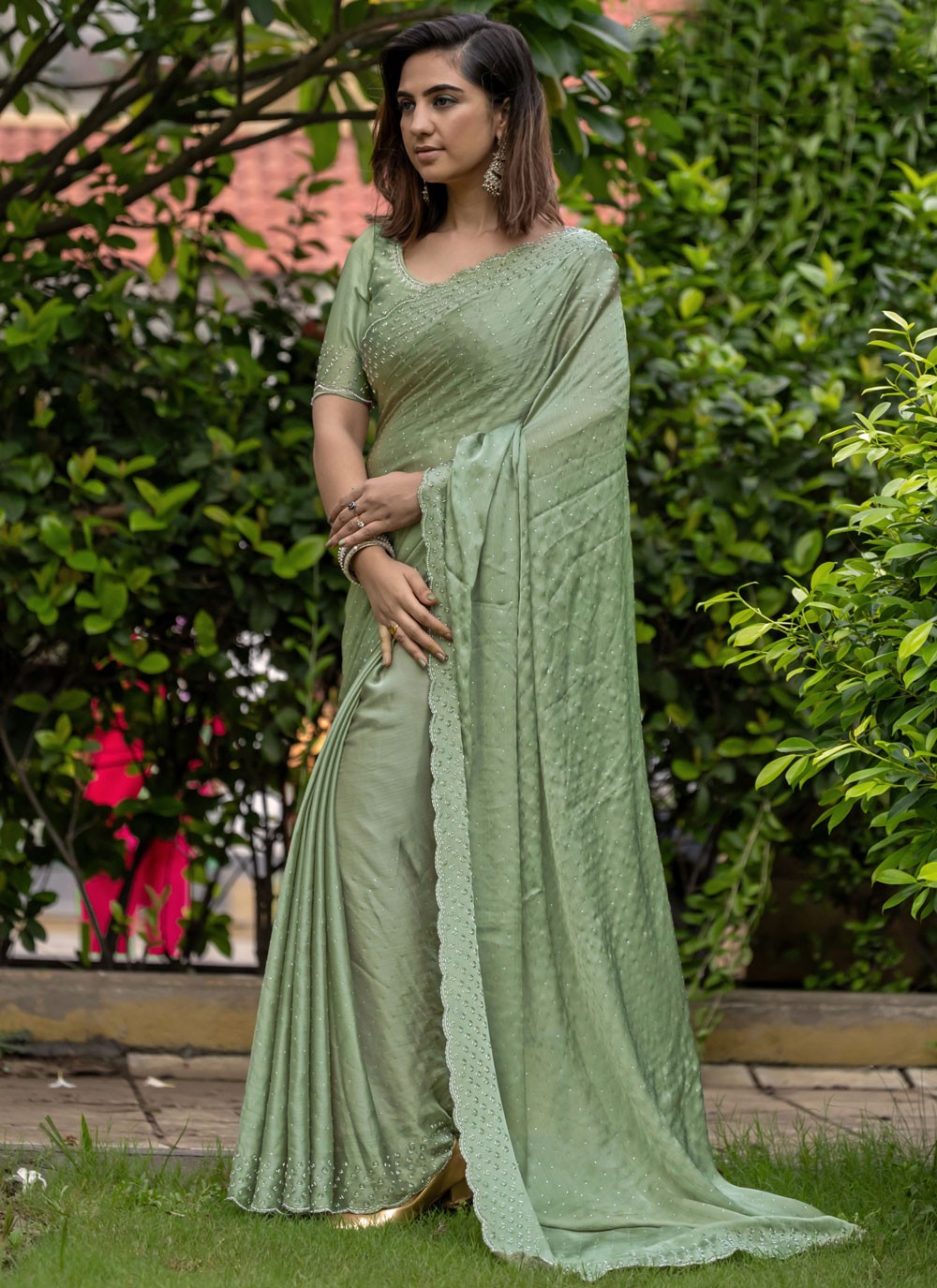 Classic Cord Satin Saree - S7996