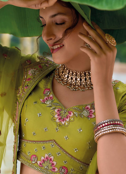 Embroidered Silk A - Line Lehenga - L2813