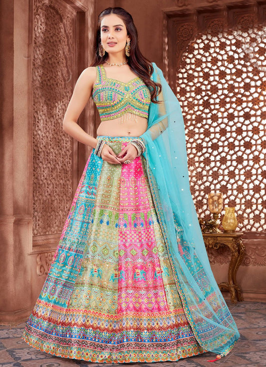 Printed Silk Multi Colour Lehenga Choli L3431