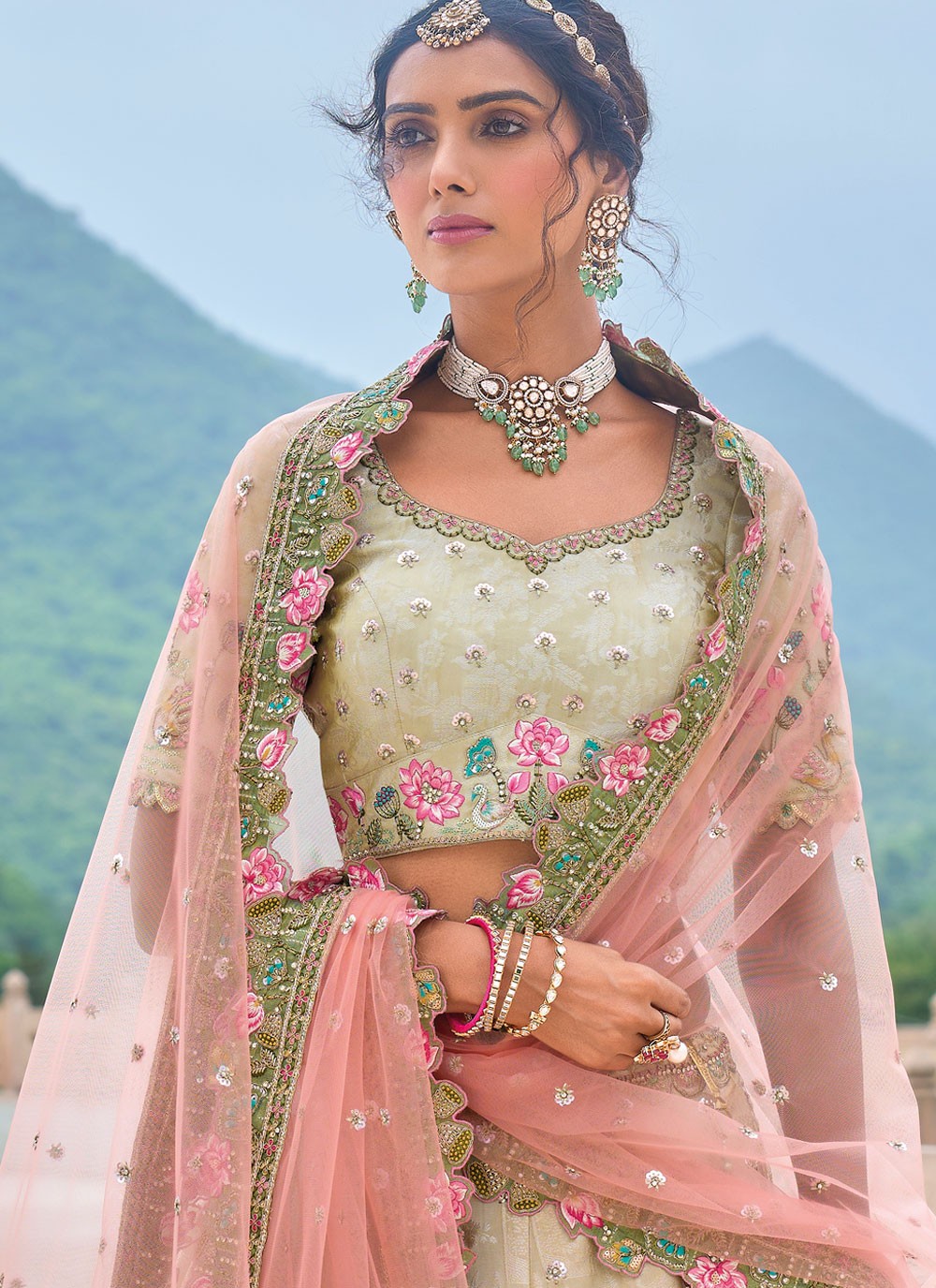 Embroidered Silk A - Line Lehenga - L2813