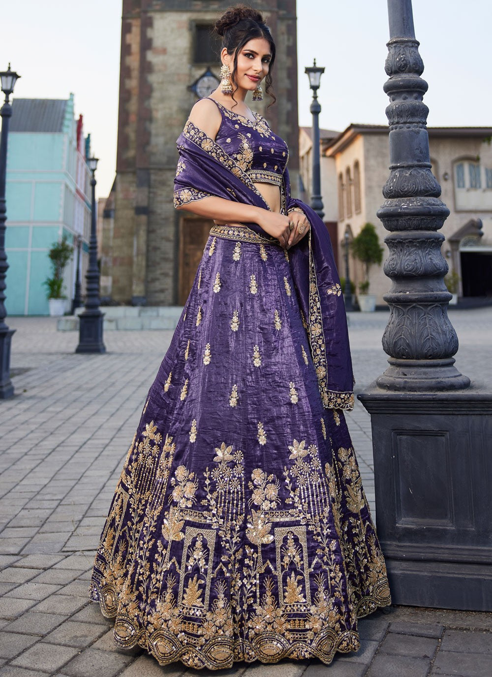 Tissue Engagement, Mehandi & Sangeet, Reception, Wedding A - Line Lehenga L3530