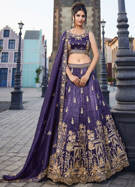 Tissue Engagement, Mehandi & Sangeet, Reception, Wedding A - Line Lehenga L3530