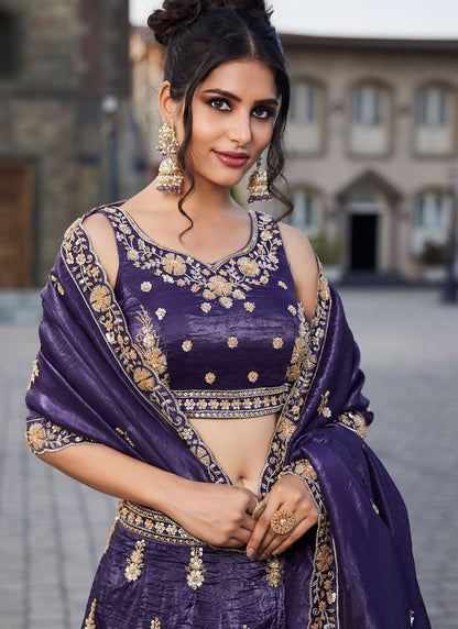 Tissue Engagement, Mehandi & Sangeet, Reception, Wedding A - Line Lehenga L3530