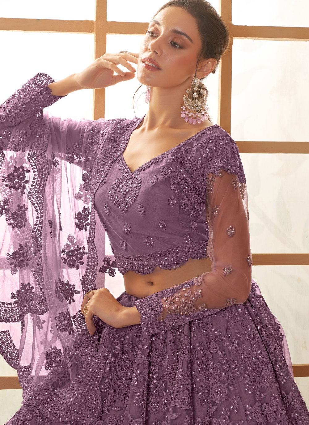 Cord Net A - Line Lehenga - L2719