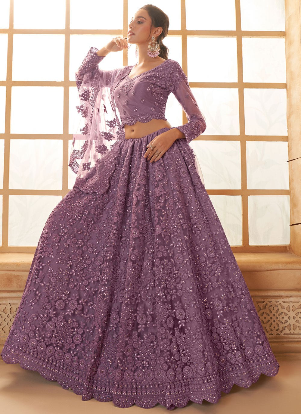 Cord Net A - Line Lehenga - L2719