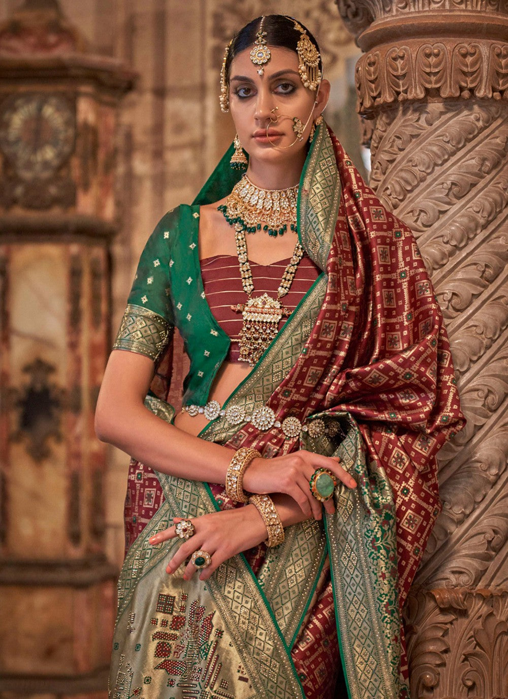 Saree Stones Jacquard Silk Saree - S3663