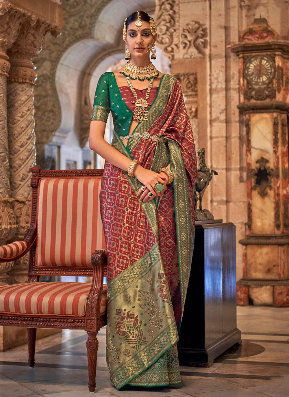 Saree Stones Jacquard Silk Saree - S3663