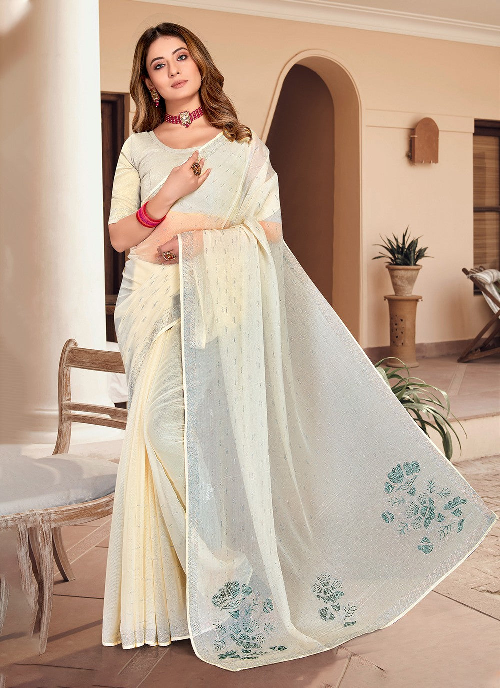 Trendy Stones Silk Saree - S3369