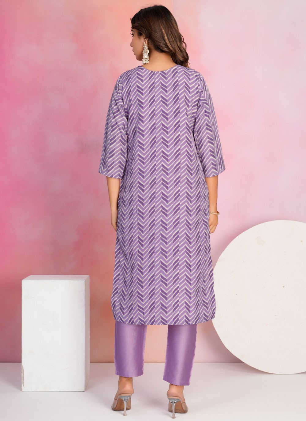 Embroidered Chanderi Lavender Salwar Suit T6157