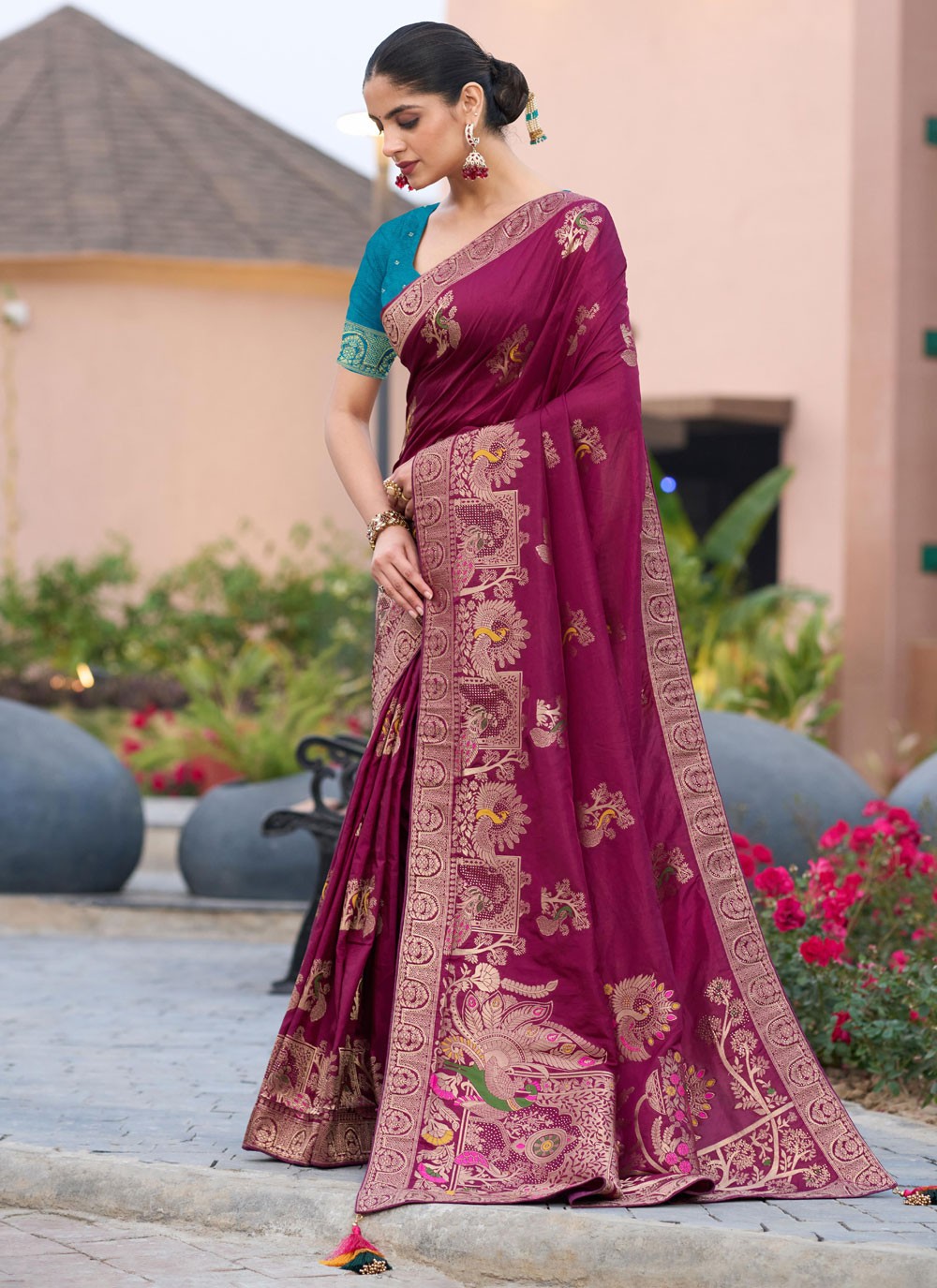 Meenakari Pure Dola Purple Trendy Saree S14927