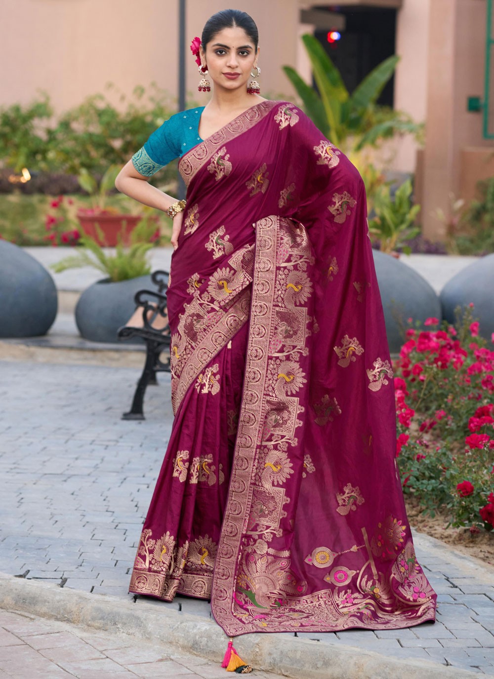 Meenakari Pure Dola Purple Trendy Saree S14927