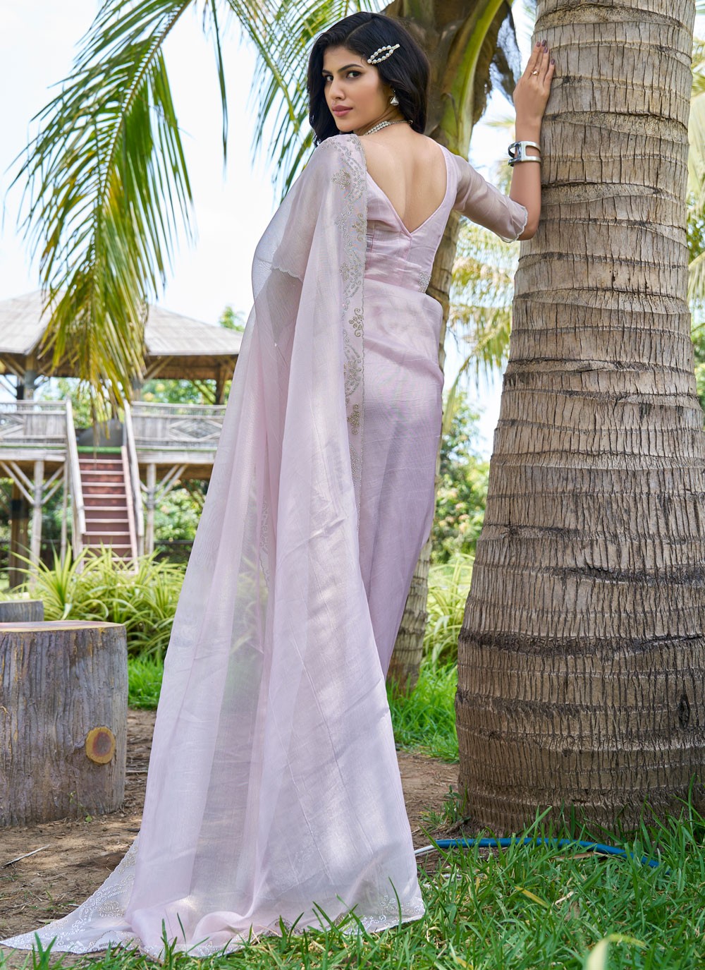 Cutdana, Swarovski Fancy Fabric Saree - S11551