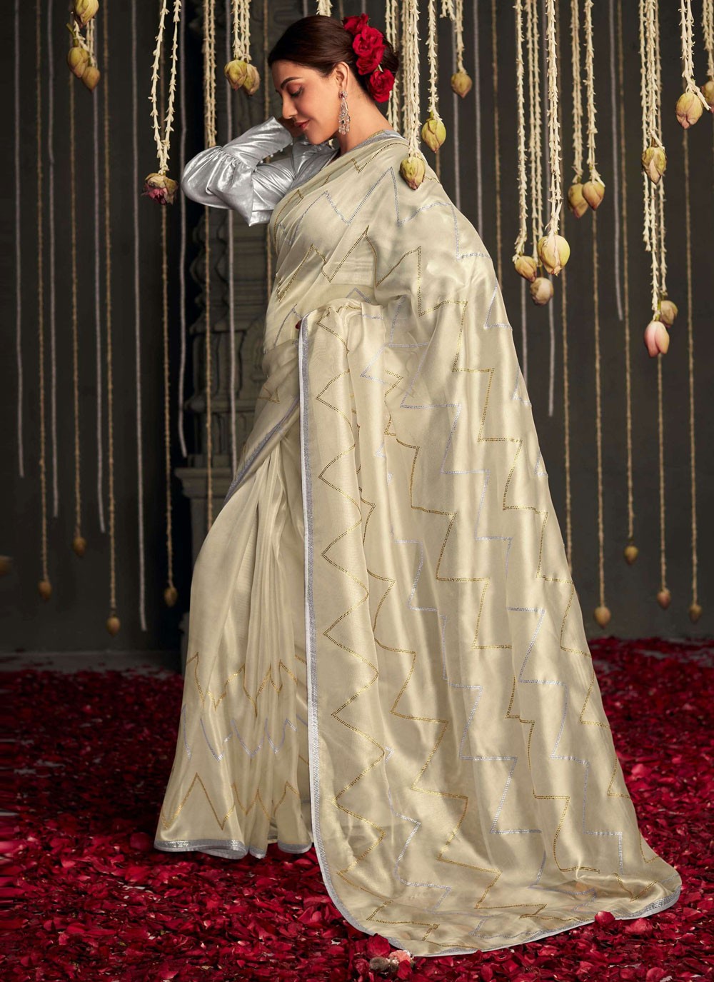 Classic Swarovski Organza, Tissue Saree - S6320