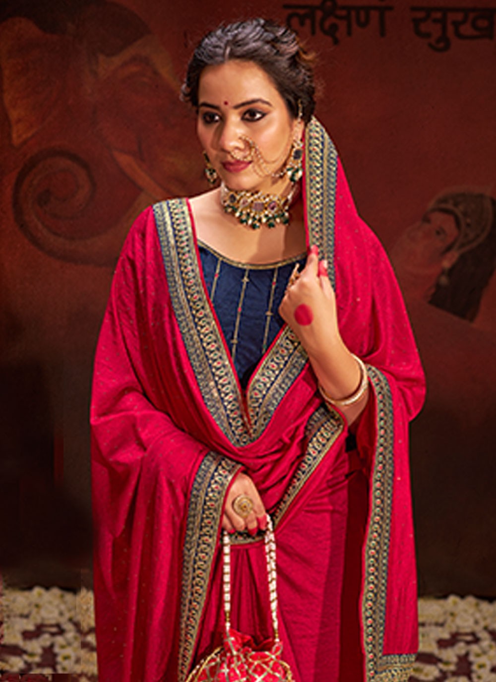 Classic Sequins Vichitra Silk Saree - S5995