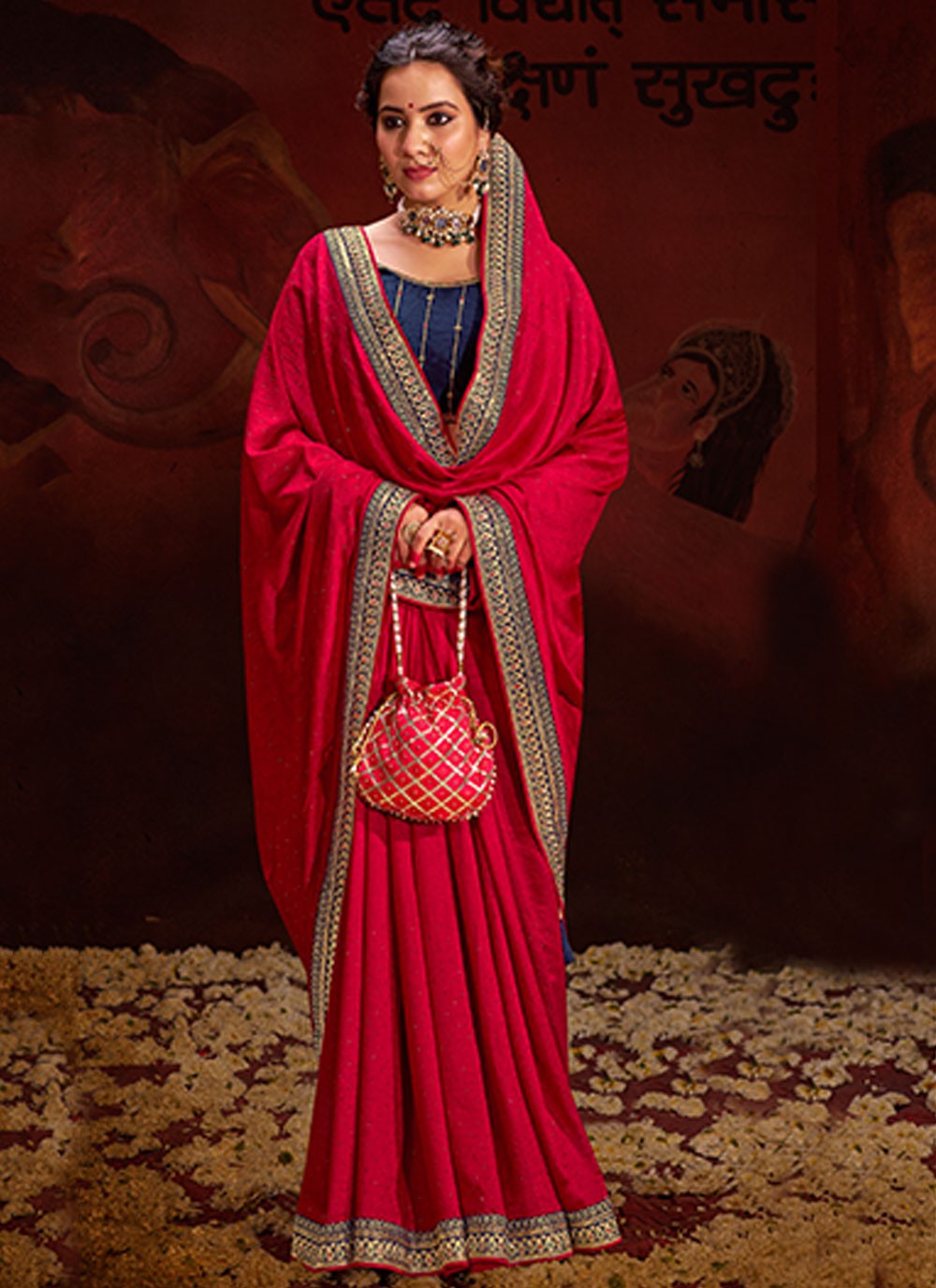 Classic Sequins Vichitra Silk Saree - S5995