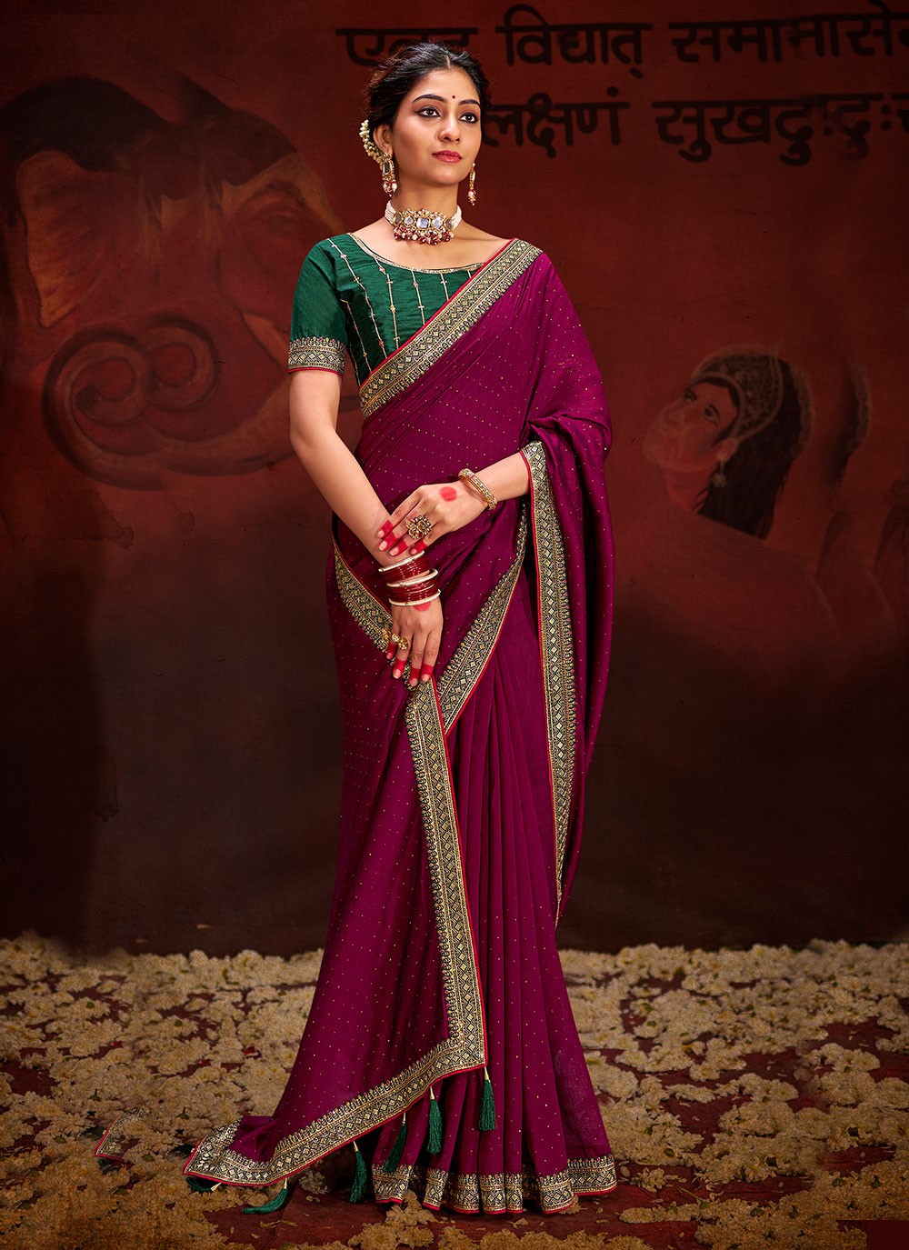 Classic Sequins Vichitra Silk Saree - S5995
