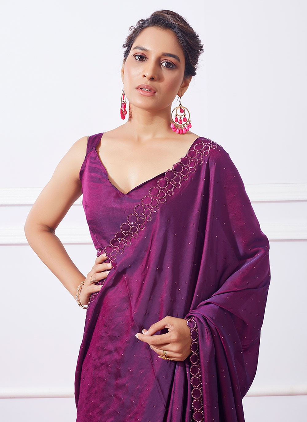 Trendy Swarovski Silk Saree - S4811