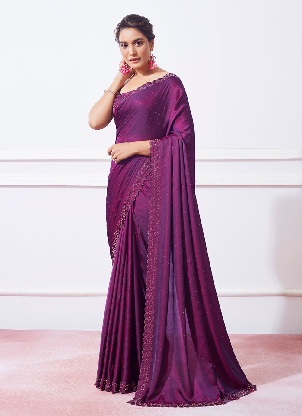 Trendy Swarovski Silk Saree - S4811