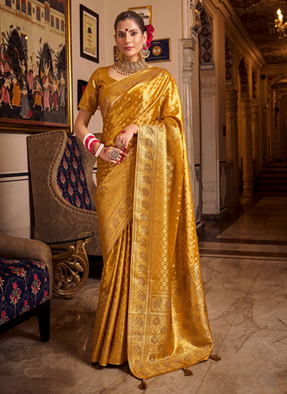 Classic Swarovski Silk, Tissue Saree - S6755