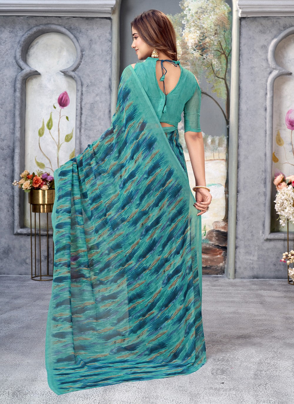 Trendy Printed Georgette Saree - S5130