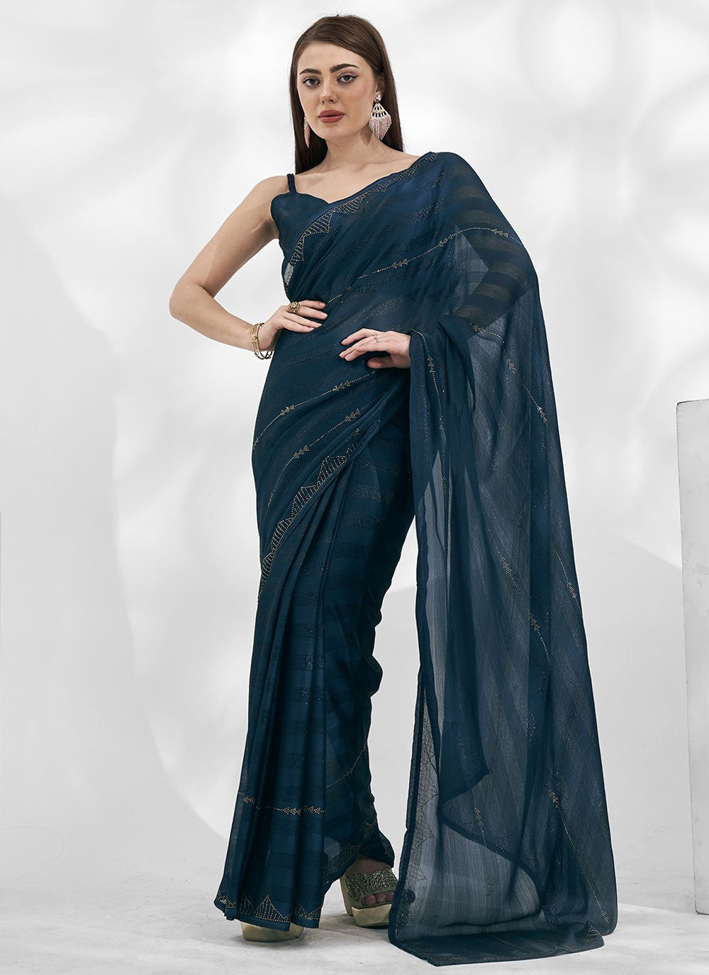 Trendy Swarovski Chiffon Saree - S5397