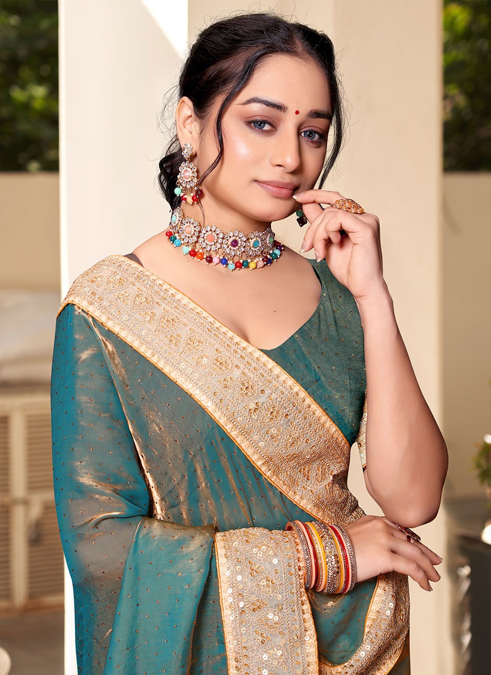 Classic Swarovski Silk Saree - S4828