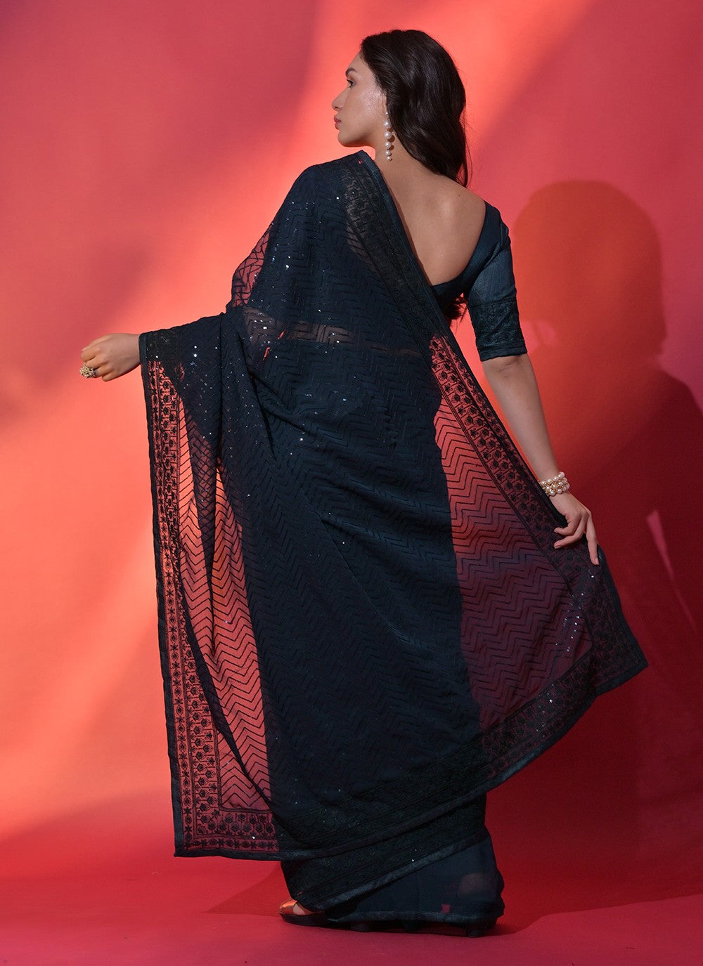 Classic Embroidered Georgette Saree - S5226