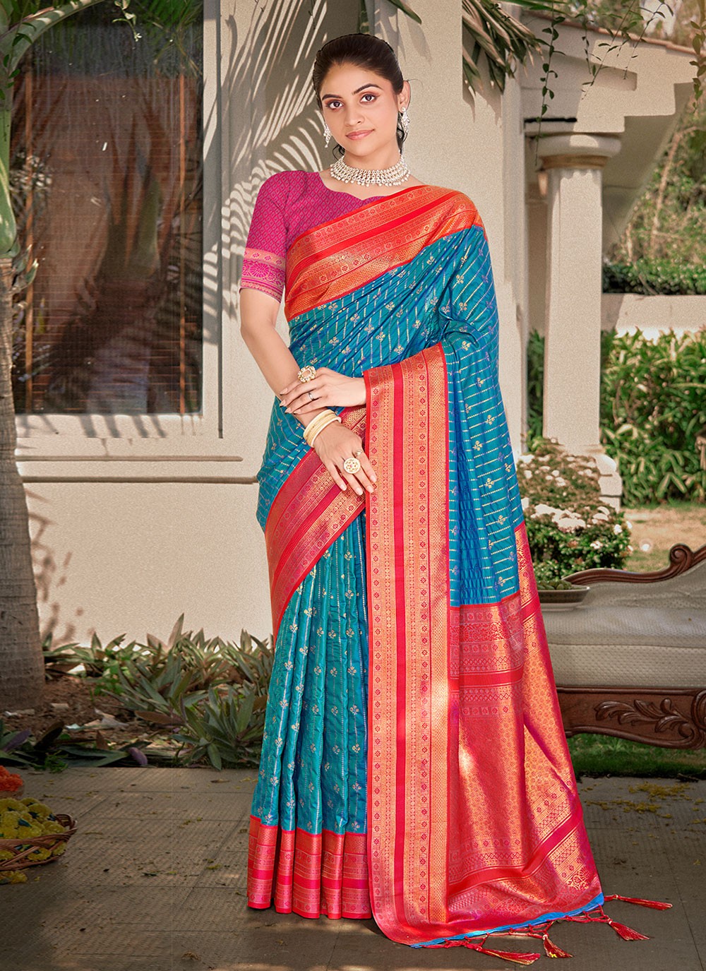 Classic Border Work Silk Saree - S6840