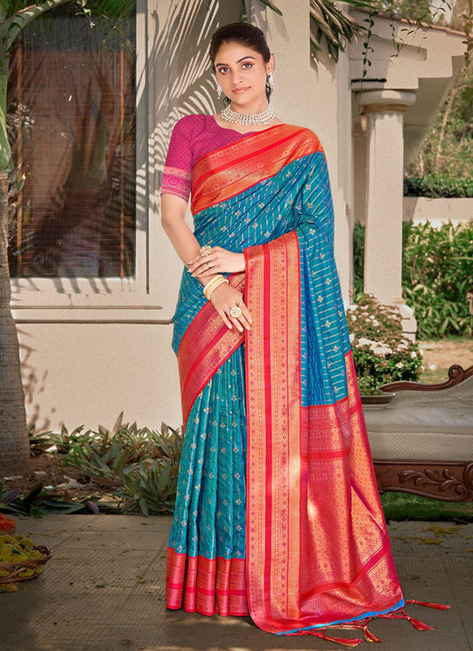 Classic Border Work Silk Saree - S6840
