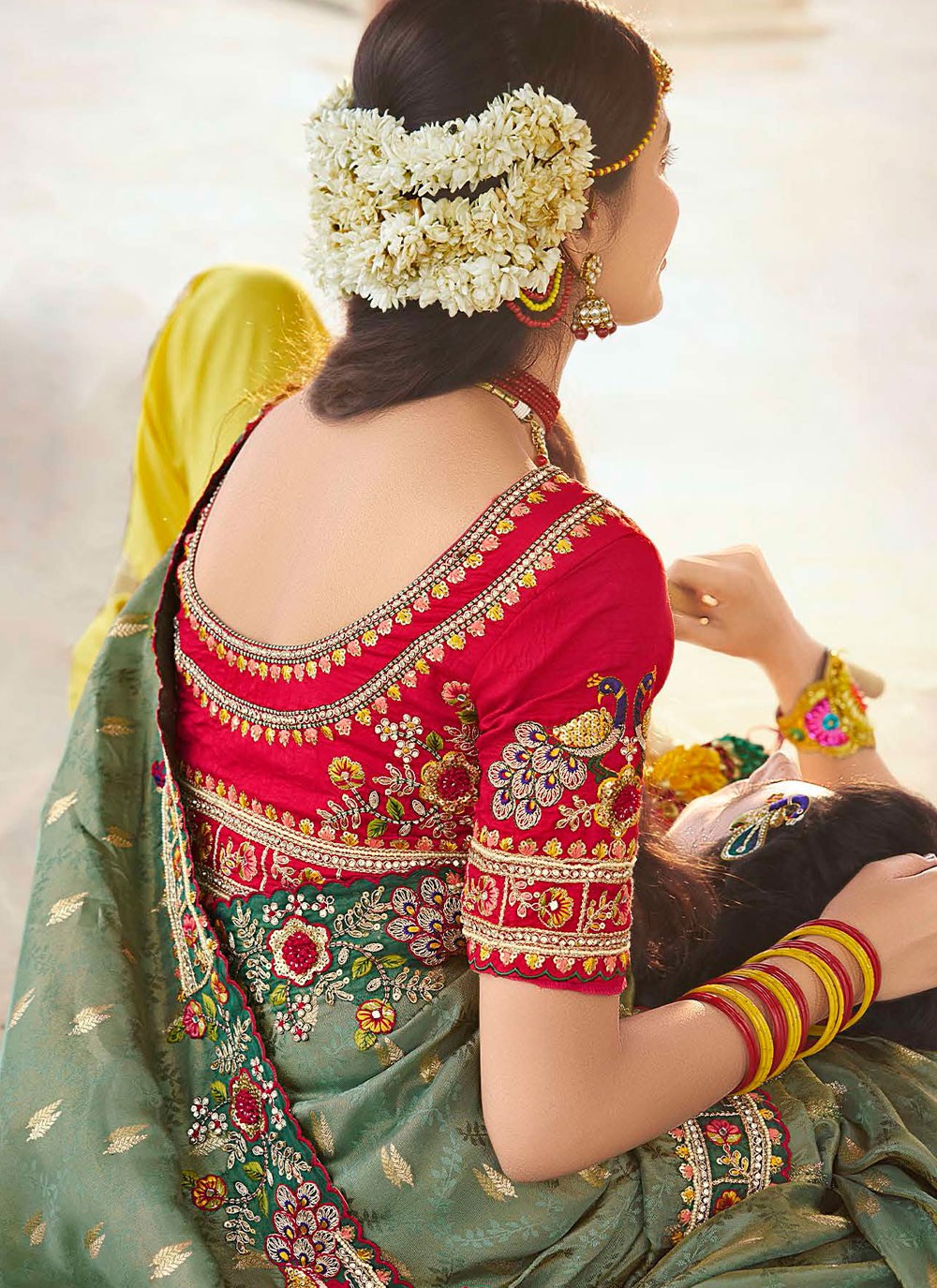 Embroidered Silk Teal Classic Saree S15347