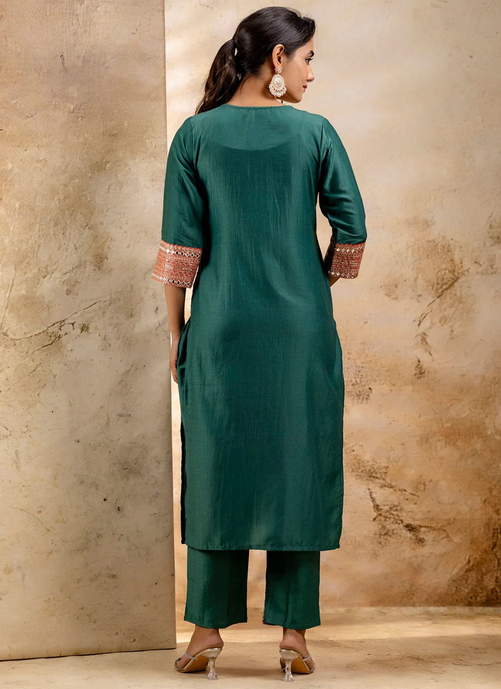Embroidered Rayon Teal Salwar Suit T6008