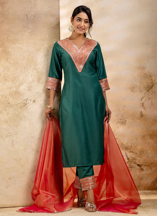 Embroidered Rayon Teal Salwar Suit T6008