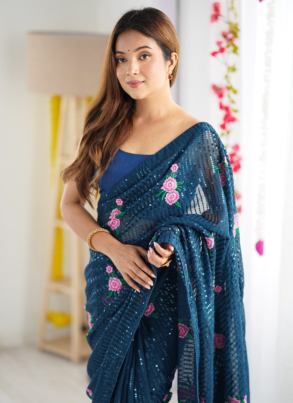 Classic Embroidered Georgette Saree - S8567