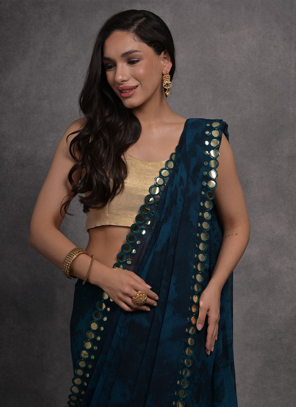 Contemporary Mirror Georgette Saree - S4734
