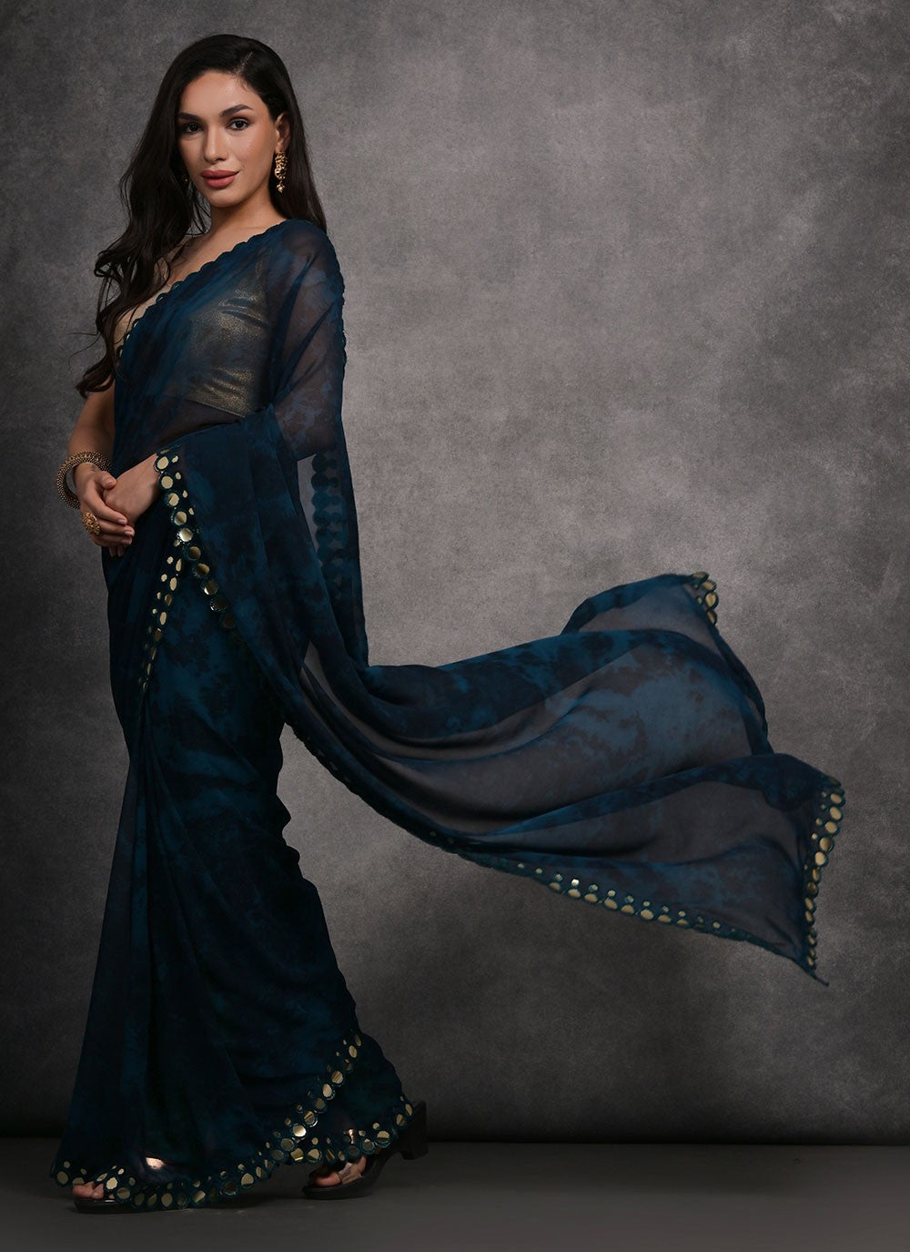 Contemporary Mirror Georgette Saree - S4734