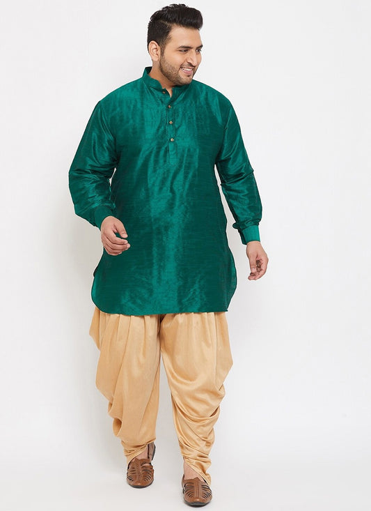 Plain Dupion Silk Teal Dhoti Kurta - M2650